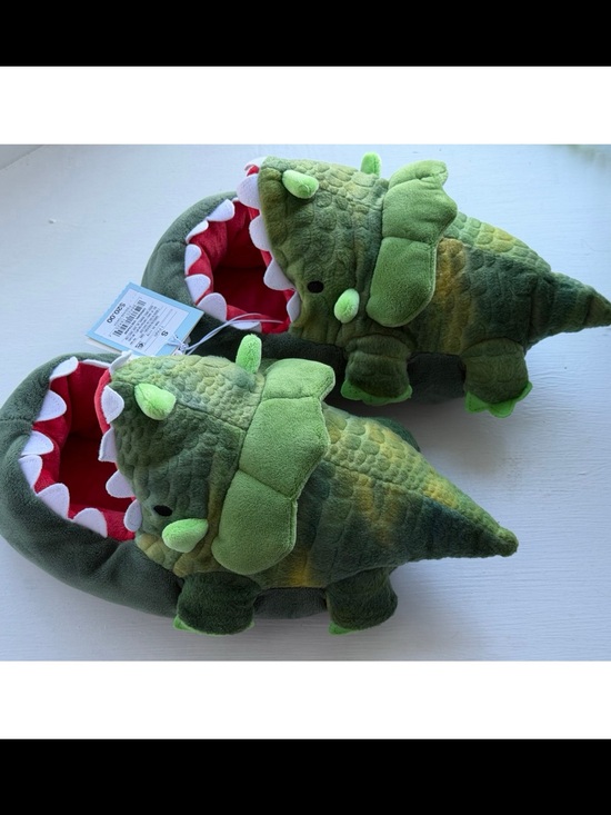 Cat & Jack Other - Cat & Jack Target Kids Dinosaur Plush Slippers Green Cozy House Shoes NWT